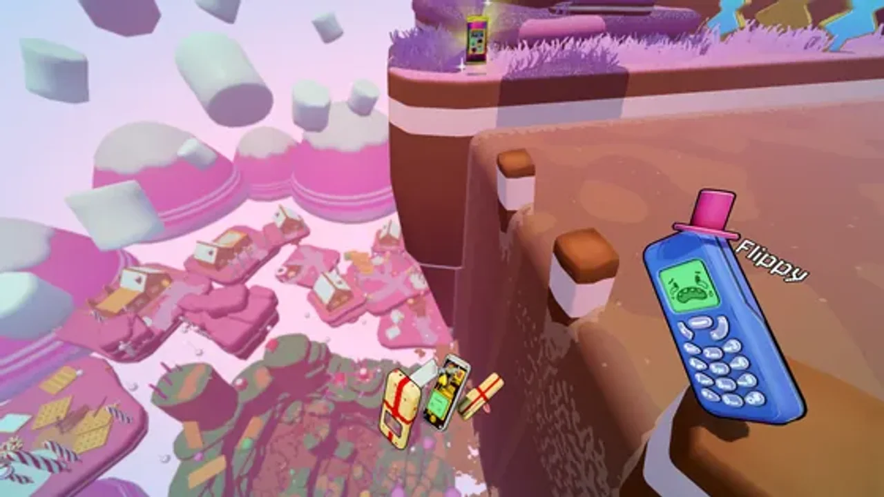 Navigating the chocolate river crossing hazard in Floor 4 Candyland