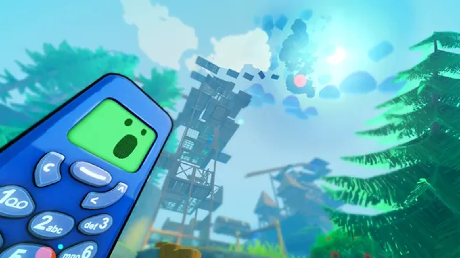 Flippy brick phone looking up at the towering vertical Trashlands climb in Flipping is Hard